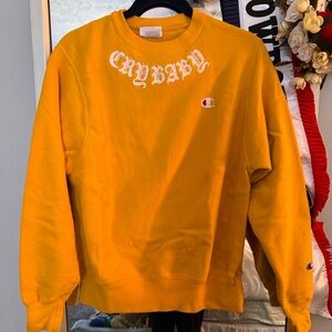Champion Men's Bright Yellow Crewneck Sweater